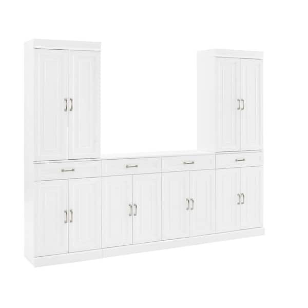 CROSLEY FURNITURE Stanton 3-Piece White Pantry Set with Sideboard