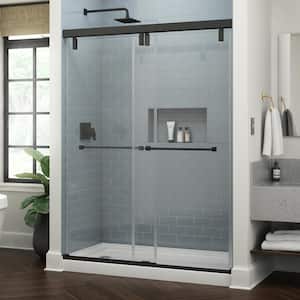 Everly 60 in. x 71-1/2 in. Frameless Mod Soft-Close Sliding Shower Door in Matte Black with 3/8 in. (10 mm) Clear Glass