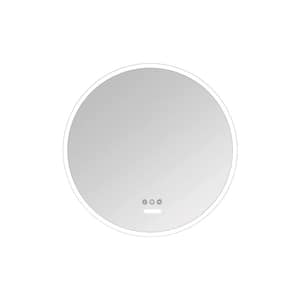 26 in. W x 26 in. H Large Round Frameless Anti-Fog Wall Bathroom Vanity Mirror in Silver with Adjusted Light