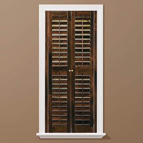 HOME basics Walnut 2-1/4 in. Plantation Real Wood Interior Shutter 23 to 25 in. W x 54 in. L