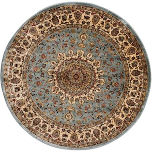 Delano Blue 8 ft. x 8 ft. Oriental Traditional Round Area Rug