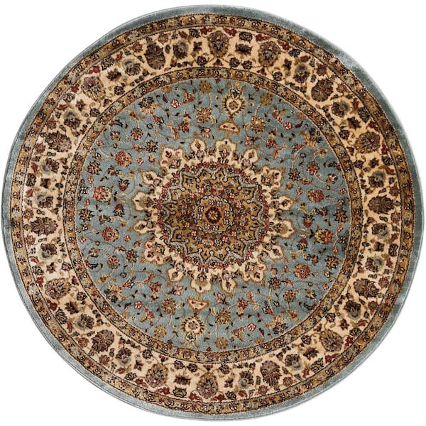 Nourison Delano Blue 8 ft. x 8 ft. Oriental Traditional Round Area Rug