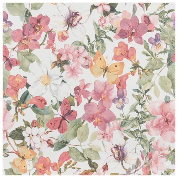 Merola Tile Imagine Floral Meadow 9-3/4 in. x 9-3/4 in. Porcelain Floor and Wall Take Home Tile Sample