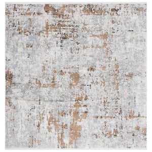 Shivan Gray/Gold 7 ft. x 7 ft. Geometric Square Area Rug