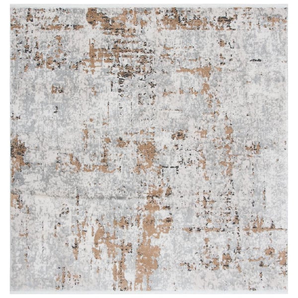 SAFAVIEH Shivan Gray/Gold 7 ft. x 7 ft. Geometric Square Area Rug