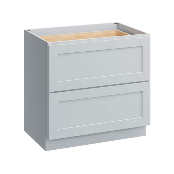 36 in. W x 24 in. D x 34.5 in. H Plywood Ready to Assemble Floor Base Kitchen Cabinet in Dove Grey with 2-Drawers
