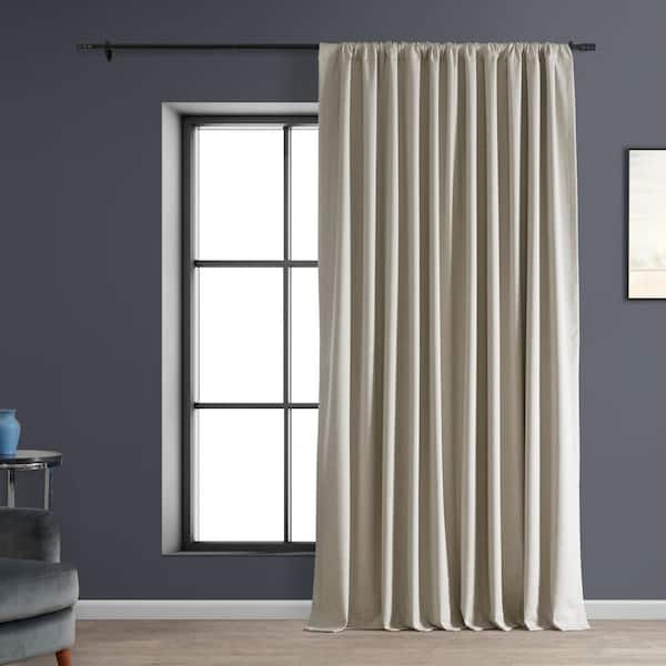 Exclusive Fabrics & Furnishings Light Beige Performance Linen Extrawide 100 in. W x 108 in. L Rod Pocket Hotel Blackout Curtain (Single Panel)