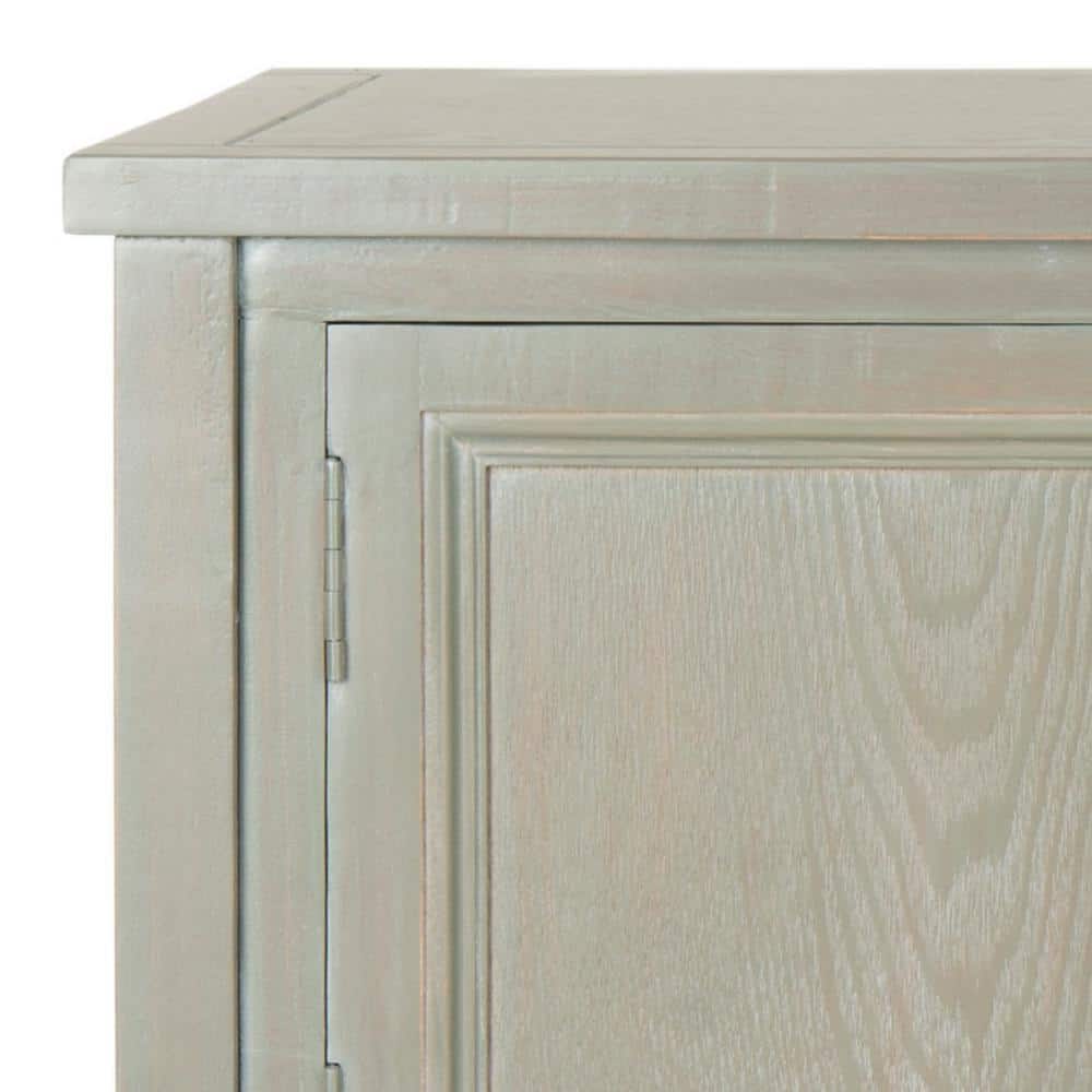 Transitional French Grey Sideboard with Open Shelf and Petite Drawers