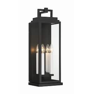 Aspen 4-Light Matte Black Outdoor Hardwired Wall Lantern Sconce with No Bulbs Included