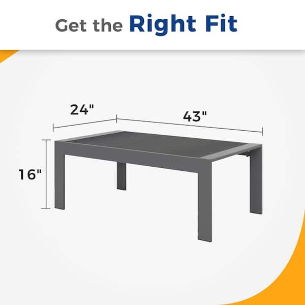 SUNVIVI Grey Aluminum Outdoor Coffee Table DKX204GR-11-HD - The