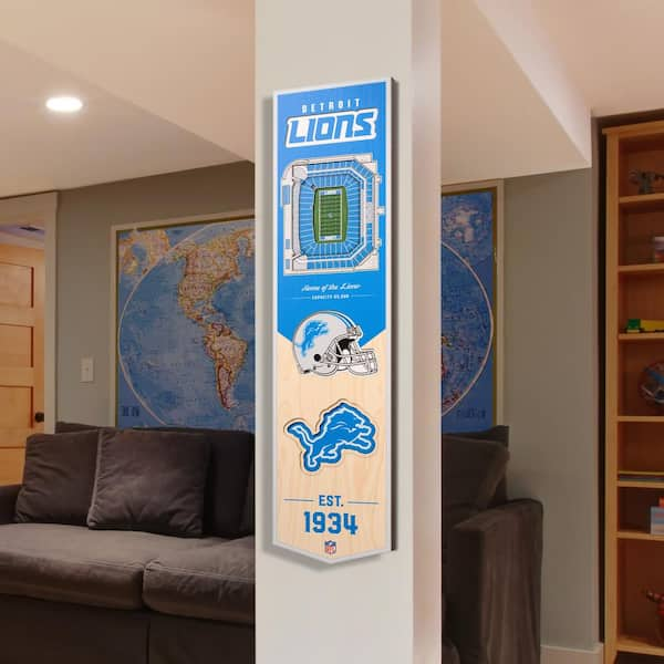 YouTheFan NFL Detroit Lions Wooden 8 x 32 3D Stadium Banner