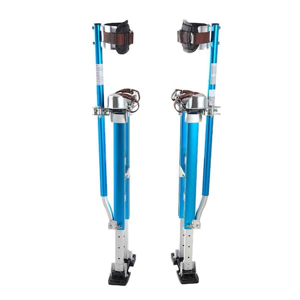 Aluminum Drywall Stilts, 24.2 to 40.3 In. Height Range, Dual Spring Shock Absorption, Blue, Adjustable Drywall Stilts