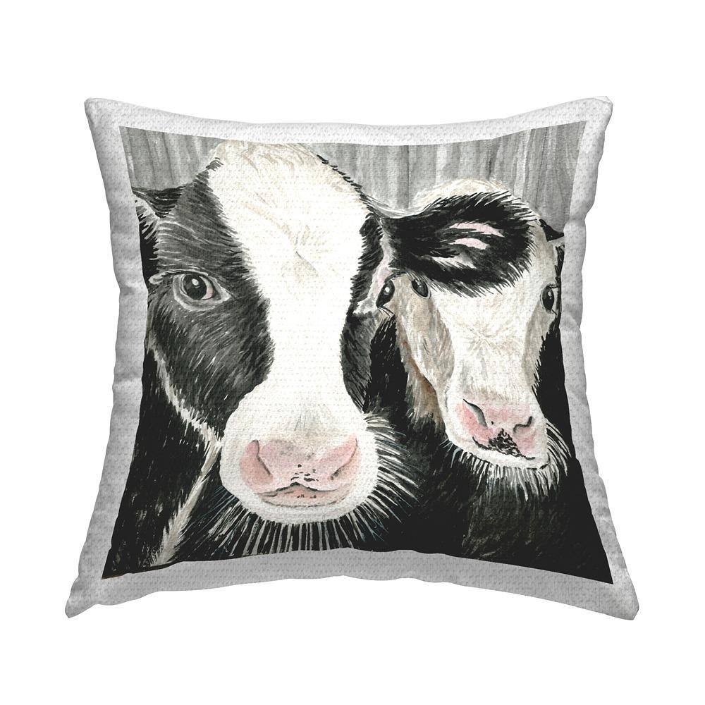 Country Farm Cow Duo Faces Black Square Outdoor Throw Pillow price history on PriceWatchPro