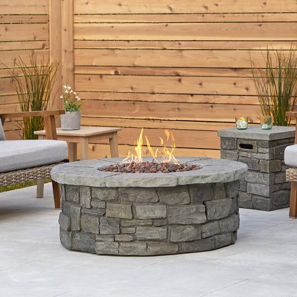 Real Flame Sedona 43 in. x 16 in. Round MGO Propane Fire Pit in Gray with  Natural Gas Conversion Kit C11810LP-GRY - The Home Depot