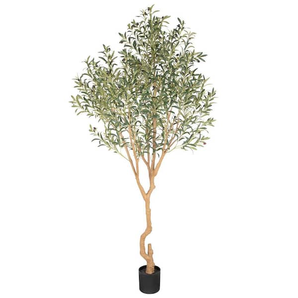 8ft Artificial Olive Tree Indoor Realistic Silk Leaves Green Fruit Potted Faux Plant Home Office Decor 1 Piece