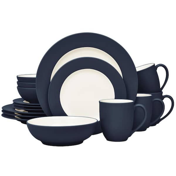 Colorwave Navy 16-Piece Rim (Navy) Stoneware Dinnerware Set, Service For 4