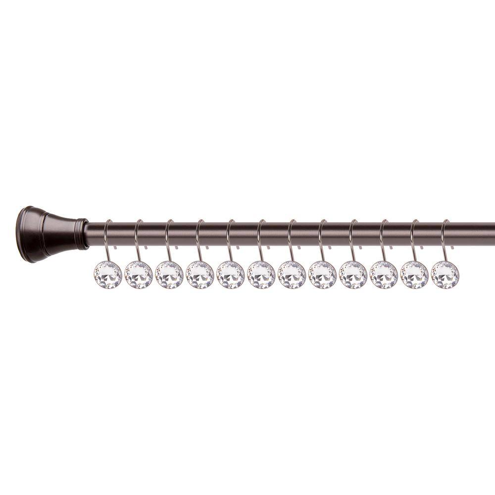 Oil Rubbed Bronze Crystal Shower Curtain Hooks Set of 12