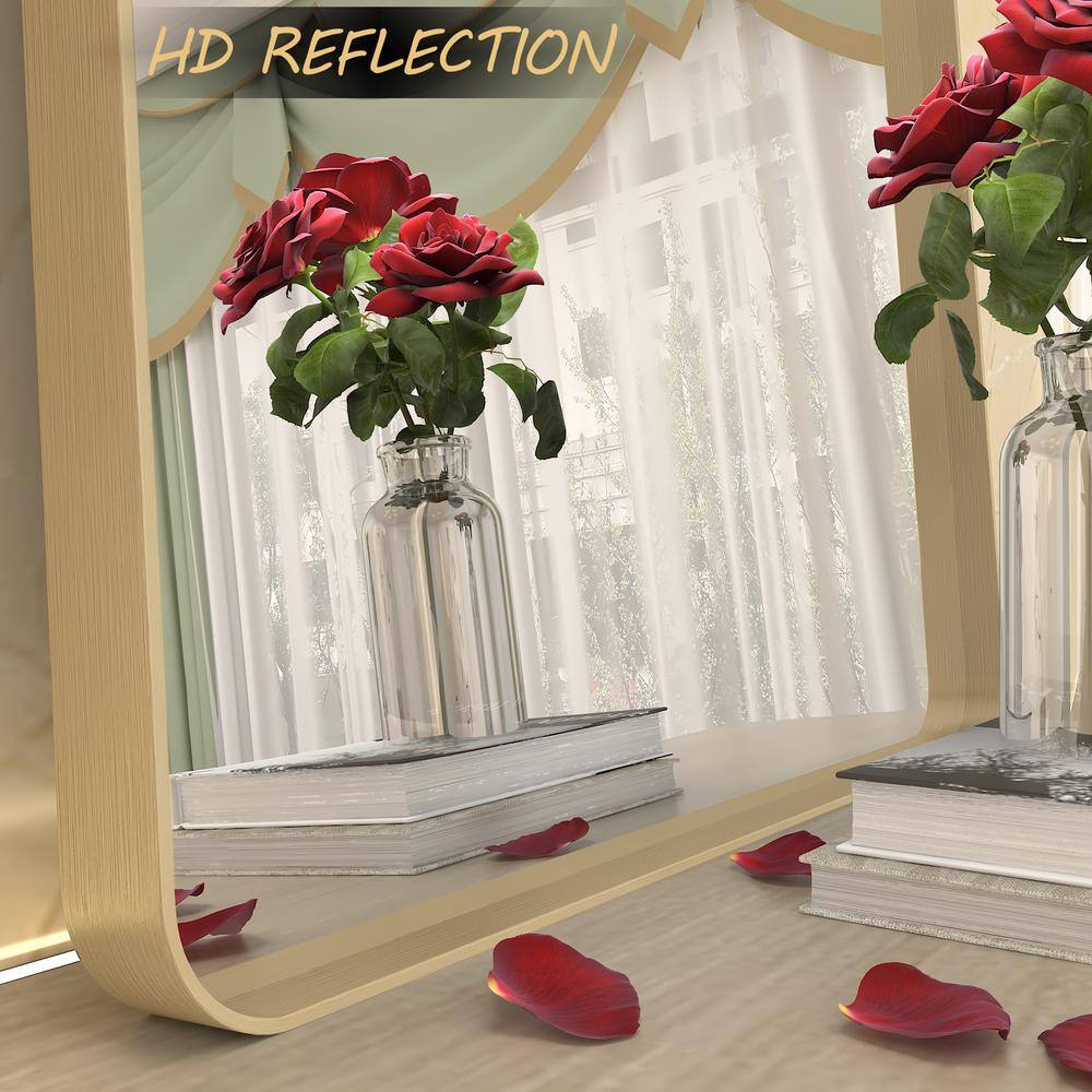 Brushed Gold Aluminum Rectangular Vanity Mirror, 55x30 Inch