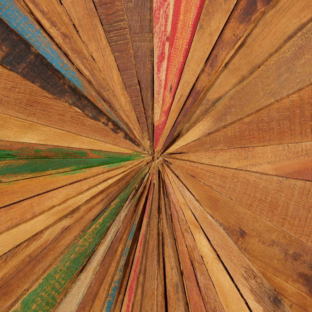 39" x 18" Multicolor Teak Wood Starburst Handmade Radial Wall Decor