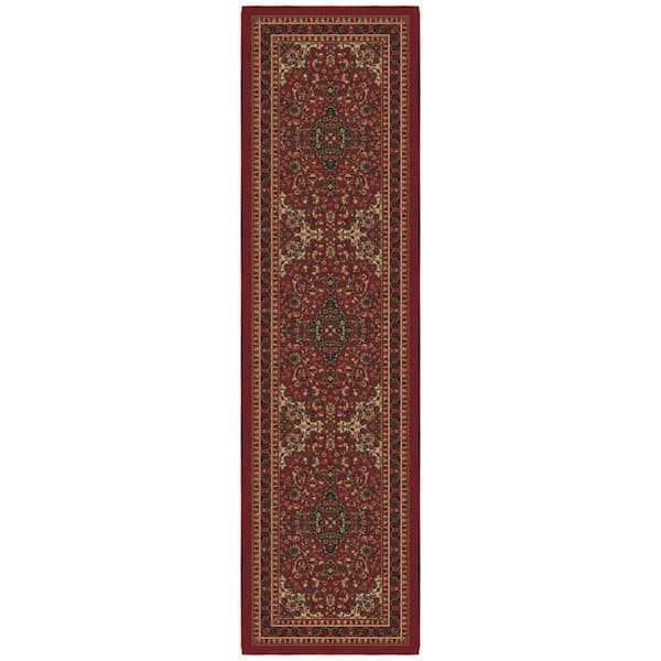 Ottohome Collection Non-Slip Rubberback Medallion Oriental Design 2x7 Indoor Runner Rug, 1 ft. 10 in. x 7 ft., Dark Red
