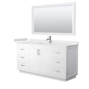 Miranda 66 in. W x 22 in. D x 33.75 in. H Single Sink Bath Vanity in White with Carrara Cultured Marble Top and Mirror