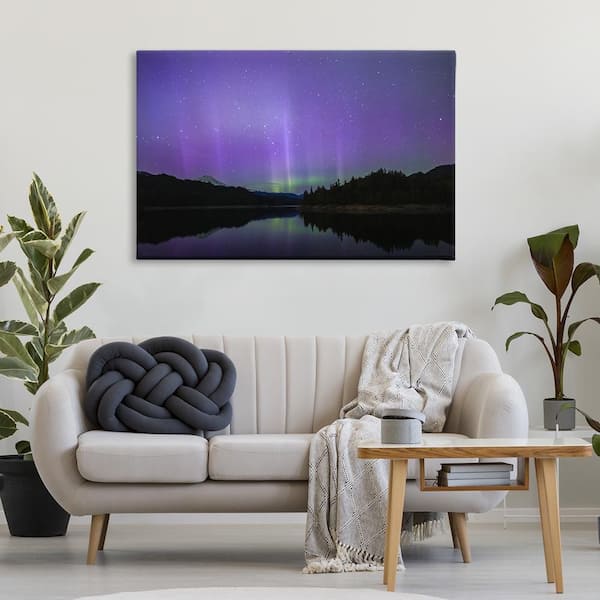 Luminous Purple Northern Lights by Nancy Crowell Unframed Nature Graphic Art Print 30 in. x 45 in.