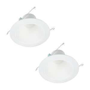5 in. or 6 in. White Integrated LED Recessed Light Retrofit Trim at 3000K Soft White Low Glare Deep Baffle (2-Pack)