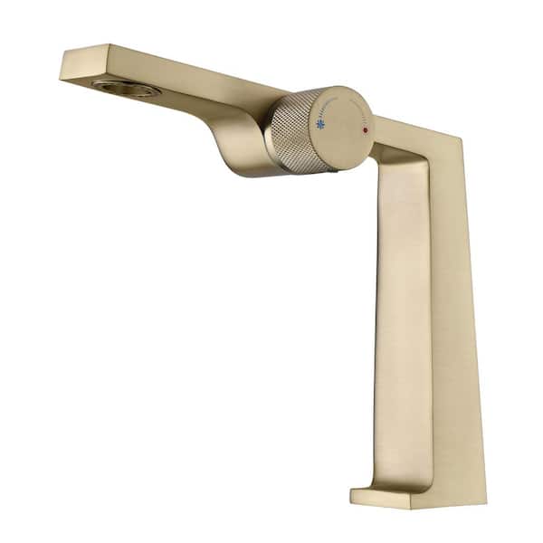 Rotary Switch Bathroom Faucet Single-Handle Single Hole in Gold