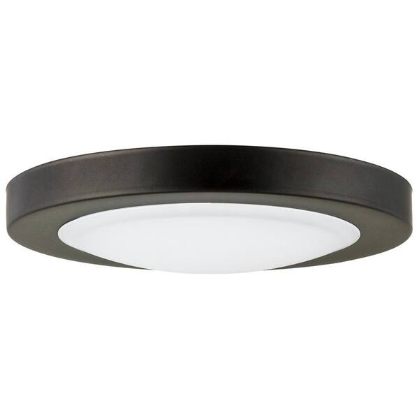Sunlite 7 in. 1-Light Oil Rubbed Bronze Integrated LED Energy Star Dimmable Mini Round Surface Flush Mount in Warm White 3000K