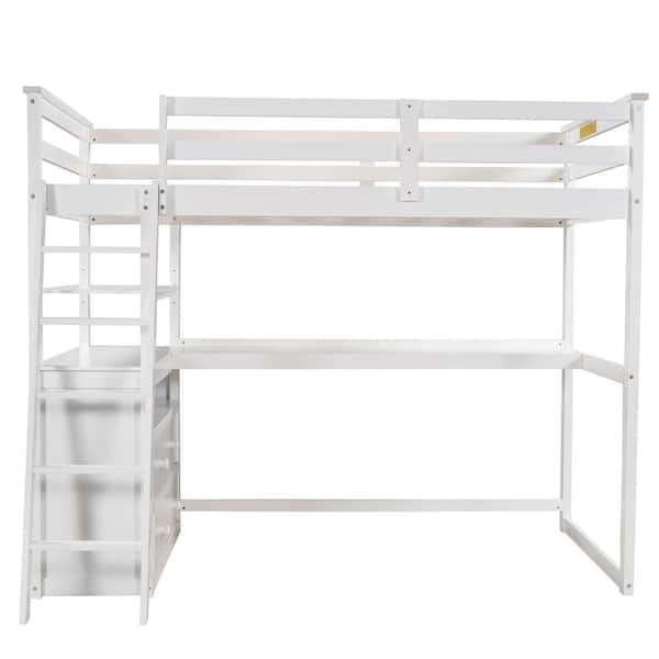 Utopia 4niture Mariana White Twin Size, Loft Beds With Drawers And Desk