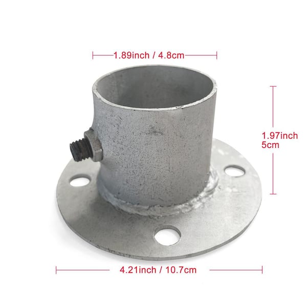 Iron Fence Post Base for 1.9 Inch Round Post, 2 Pack, with 10 Sets of Screws