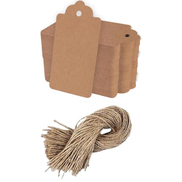 Unbranded Gift Tags 2 x 4 140 Pcs Kraft Paper with Jute Twine for Crafts Wedding Christmas Brown