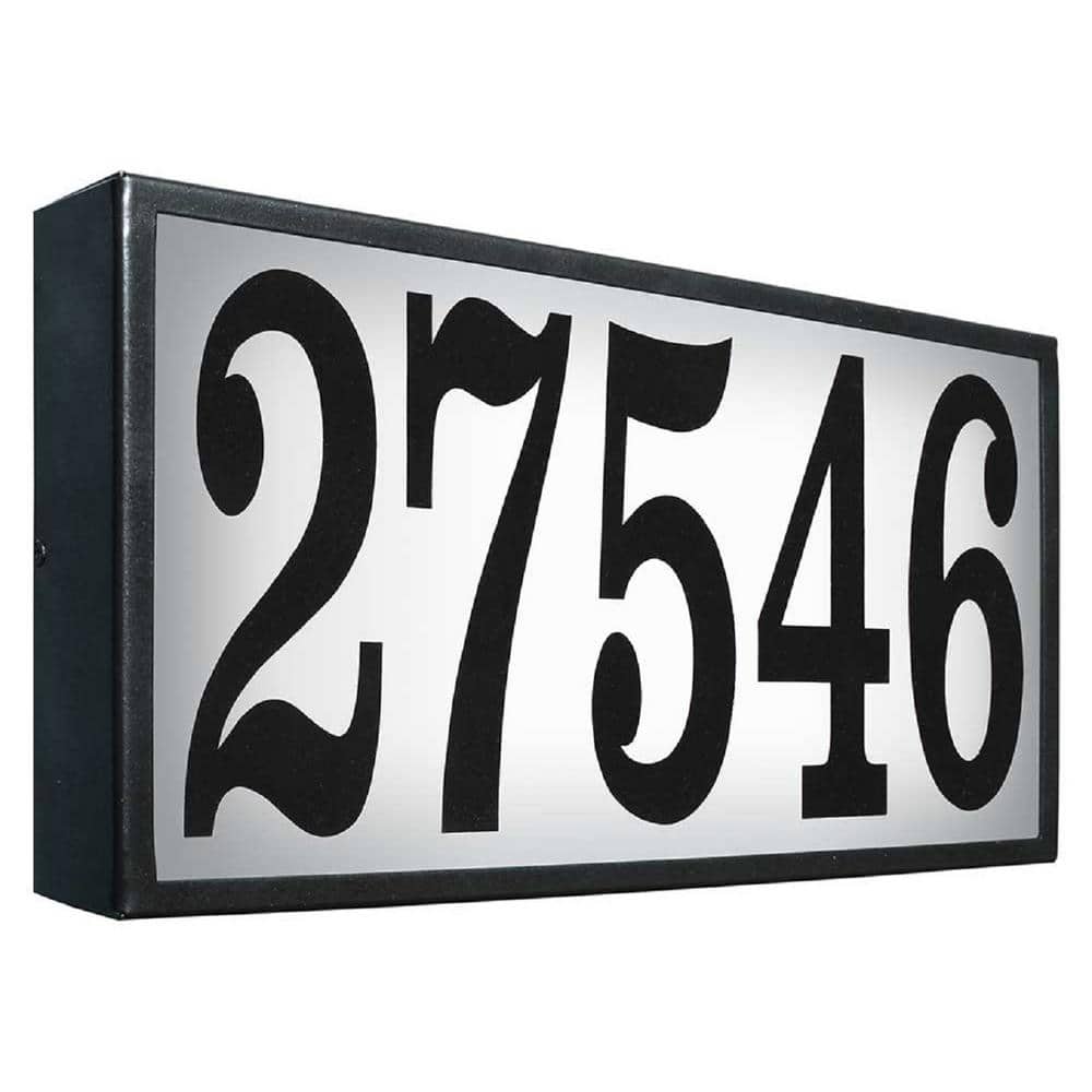 Extra Large Black Metal Lighted Address Plaque with LED