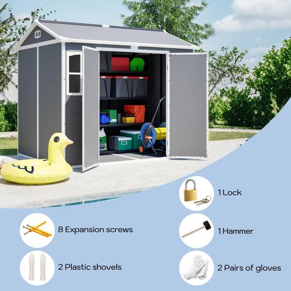 ToolCat 8x6 ft Plastic Utility Shed with Lockable Door