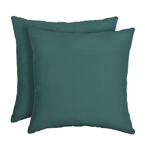 ARDEN 16 in. x 16 in. Peacock Blue Green Texture Outdoor Throw Pillow (2-Pack)