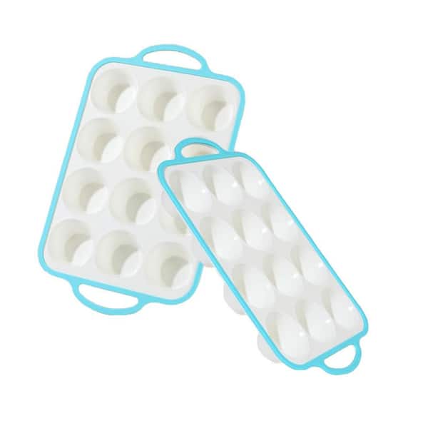 12-Cup Silicone Muffin Pan with Metal Frame Nonstick Regular Cupcake Pan for Baking, Dishwasher Safe, 2-Pack