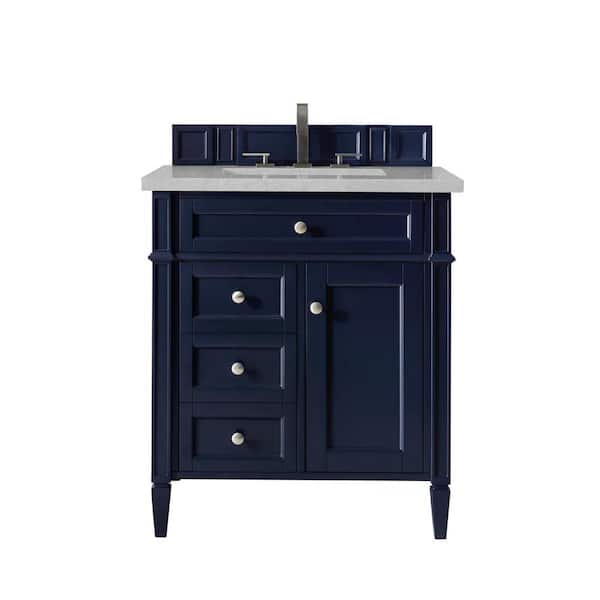 James Martin Vanities Brittany 30 in. W x 23.5 in. D x 34 in. H Bath Vanity in Victory Blue with Eternal Serena Quartz Top
