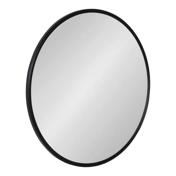 Kate and Laurel Caskill 24 in. x 24 in. Modern Round Black Framed Decorative Wall Mirror