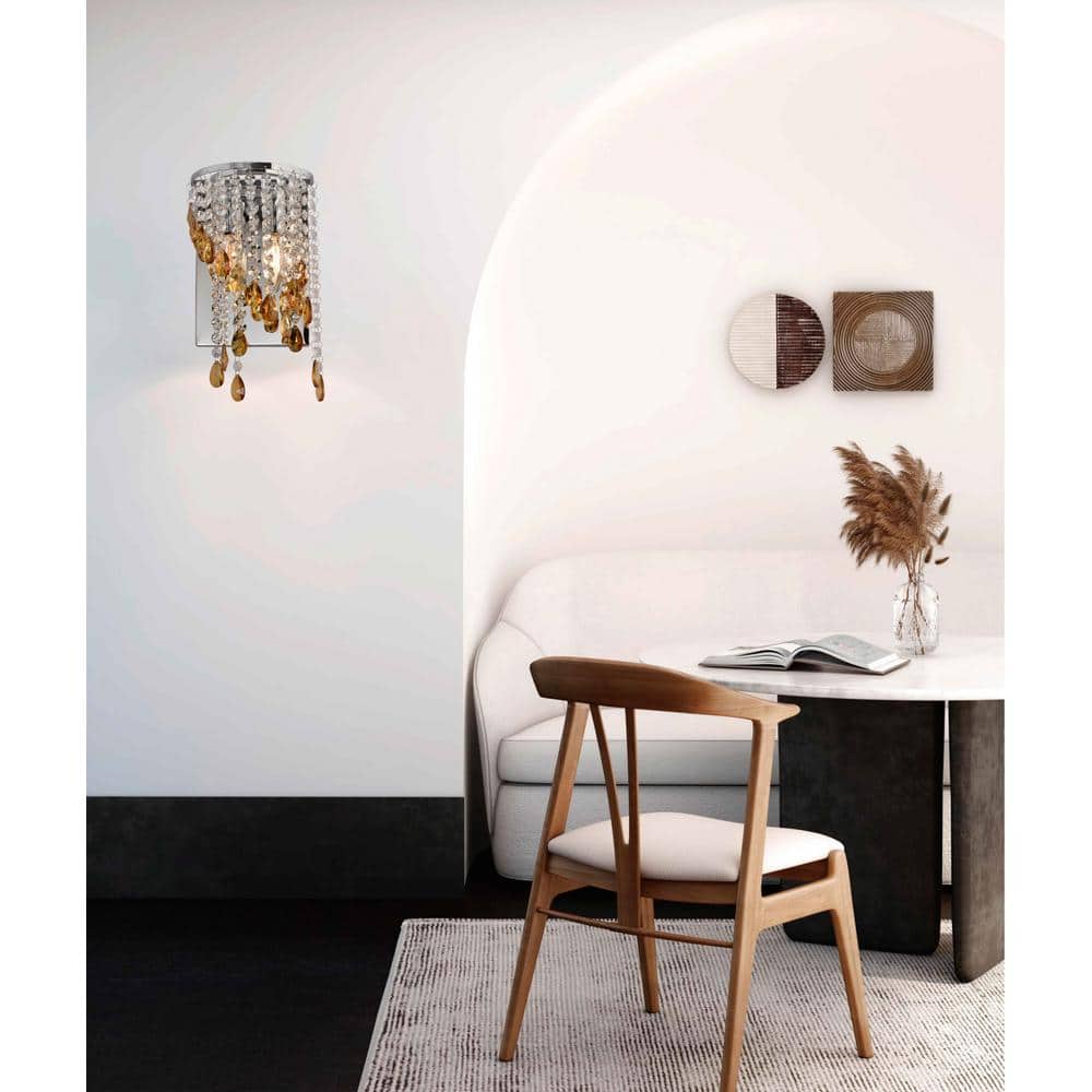 2-Light Chrome Wall Sconce with Clear and Amber Glass Crystal Beads price history on PriceWatchPro