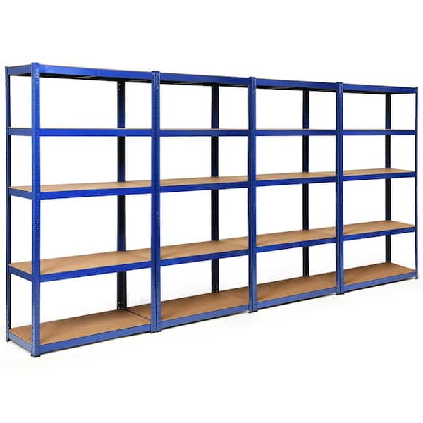 4-Piece Blue 5-Tier Heavy Duty Steel Garage Storage Shelving Unit Adjustable (144 in. W x 72 in. H x 16 in. D)