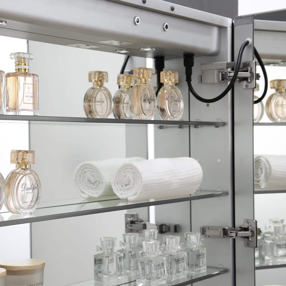 Contemporary 29.5" Square Bathroom Medicine Cabinet with LED Lighting
