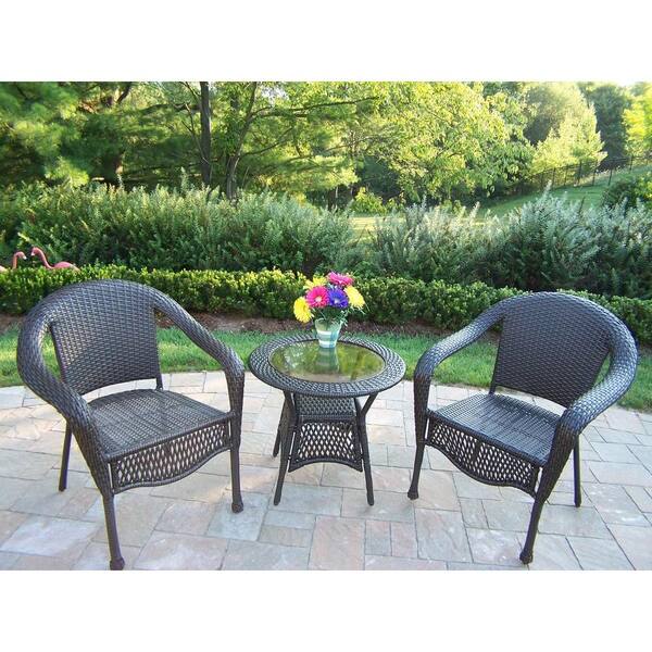 Oakland Living Elite 3-Piece Wicker Patio Bistro Set