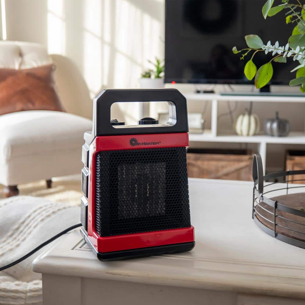 1500W Black and Red Portable Ceramic Electric Heater with Thermostat