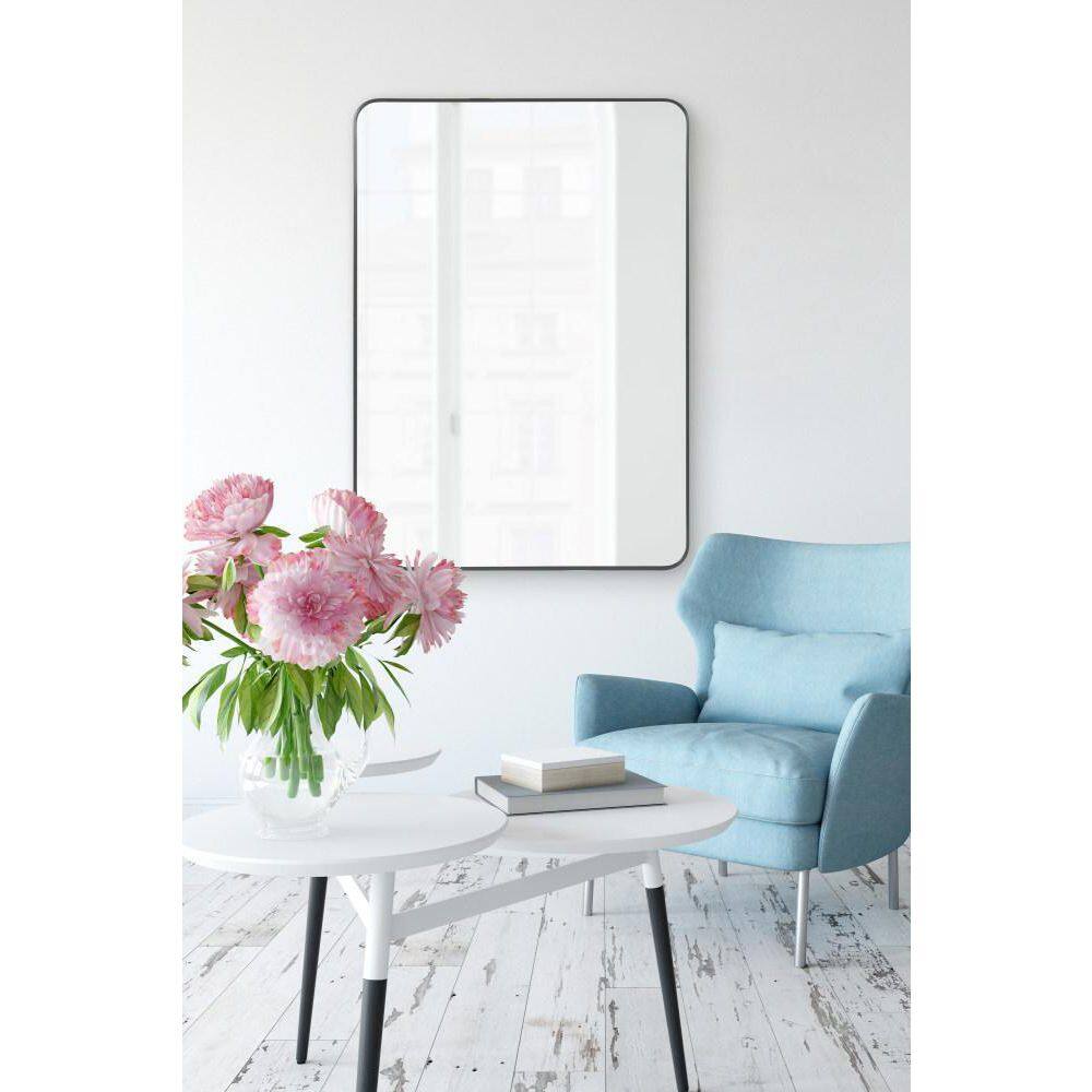 Zayda Sleek Black Aluminum Rectangular Wall Mirror 30x42