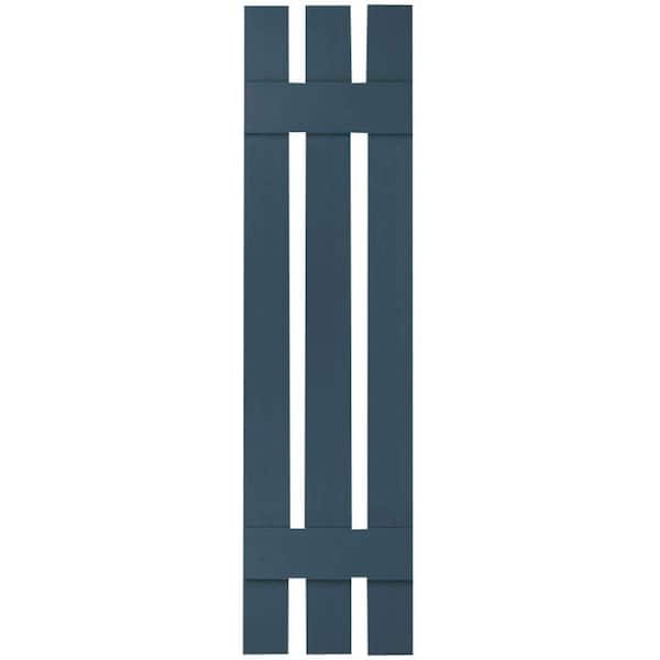 Ekena Millwork 12 in. x 28 in. Lifetime Vinyl Custom Three Board Spaced Board and Batten Shutters Pair Classic Blue