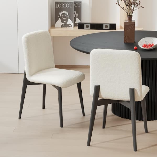 NEUTYPE Bethea Upholstered Modern Dining Chairs with Black Leg (Set of 2)