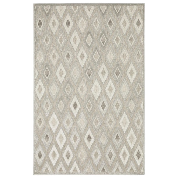 8' X 11' Beige And Gray Diamond Area Rug