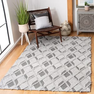 Marbella Gray/Charcoal Doormat 3 ft. x 5 ft. Geometric Area Rug