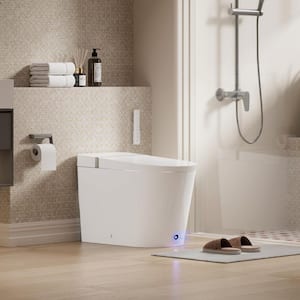 Elongated Bidet Toilet 1.28 GPF in White with Adjustable Sprayer Settings, Deodorizing, Soft Close