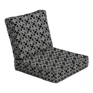 ProFoam 24 in. x 24 in. 2-Piece Deep Seating Outdoor Lounge Chair Cushion in Black Global Stripe